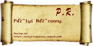 Pályi Rázsony névjegykártya